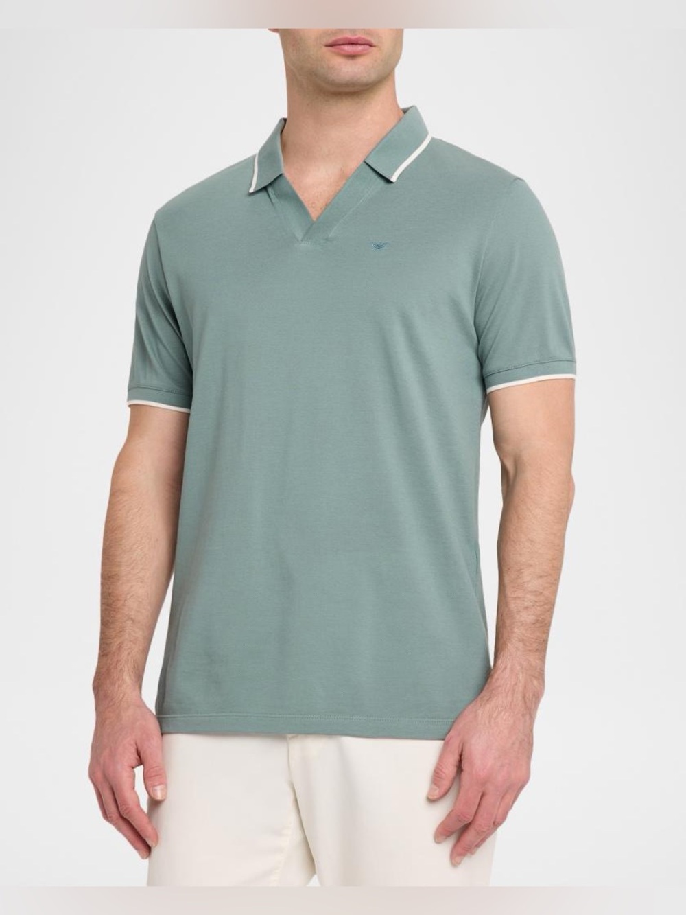 NWT Emporio Armani Men's V-Neck Pique Polo Shirt in color Stormy Sea Size XL
